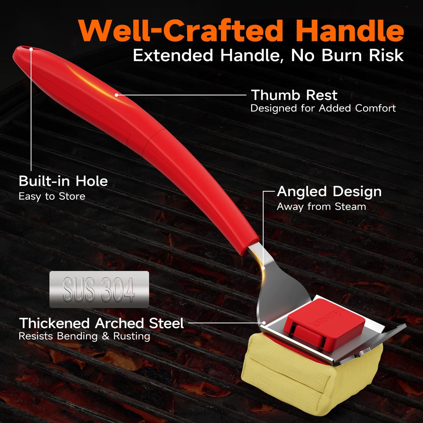 Bristle Free Grill Brush Replaceable Head for Outdoor Grill Cleaning