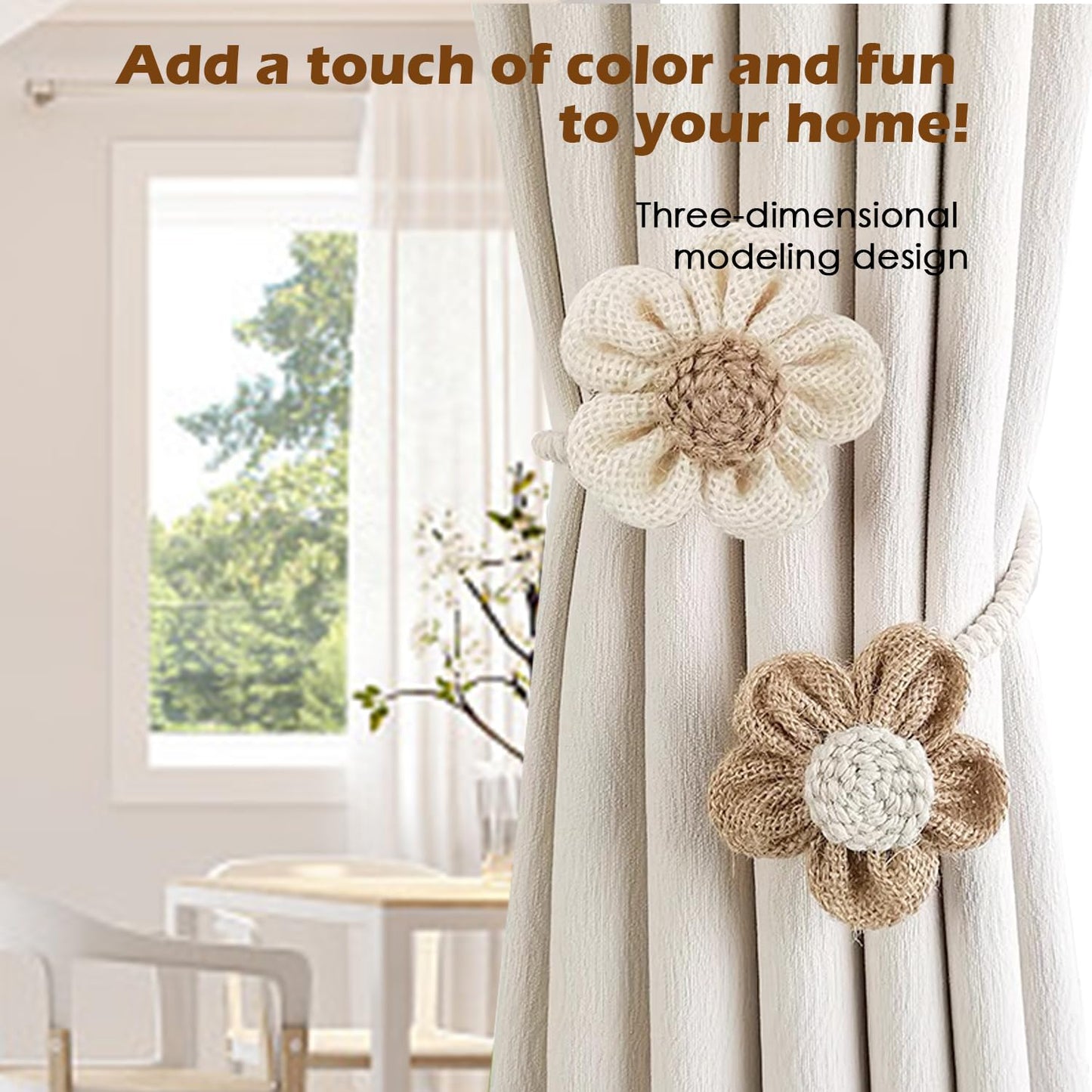 Twisted Boho Flower Curtain Tiebacks for Curtains