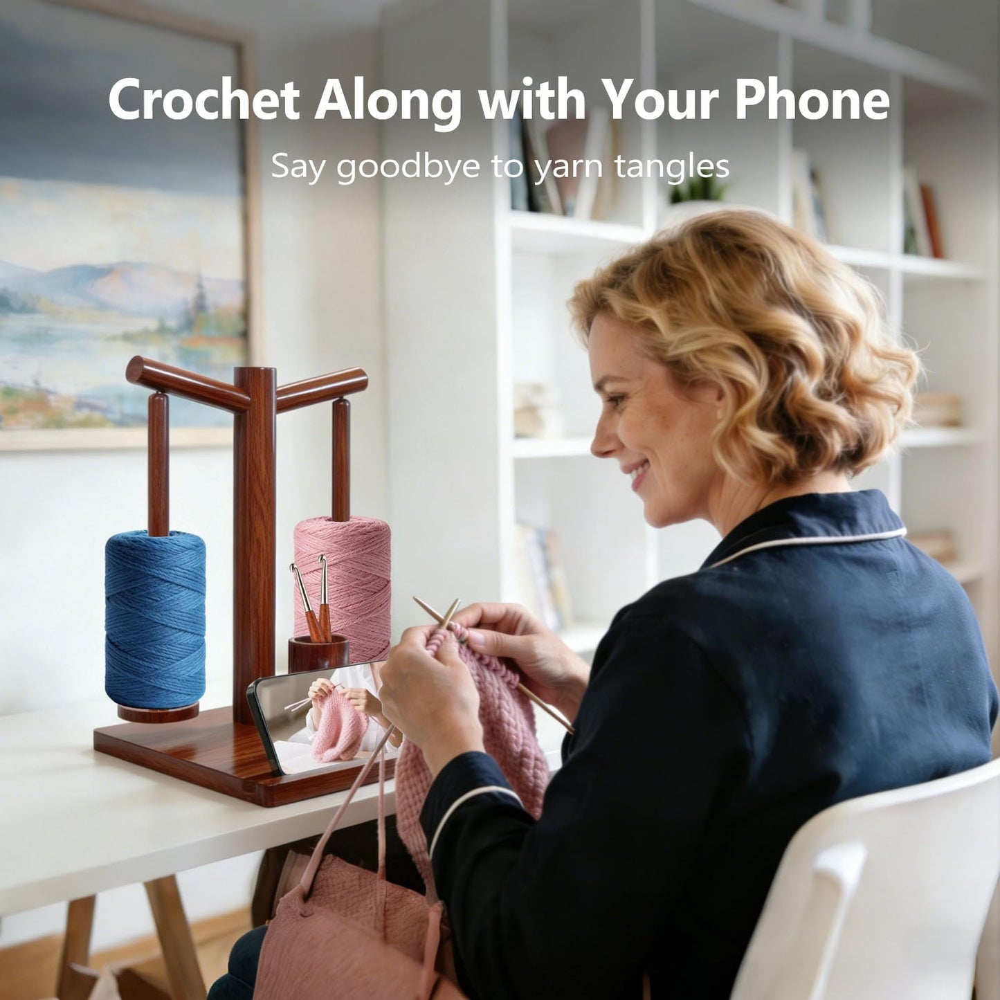HangerSpace Wooden Yarn Holder for Crocheting and Knitting