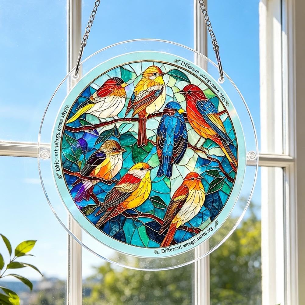 Buy 2 Get Free 1-Colorful Birds of Spring Sun Catchers Window
