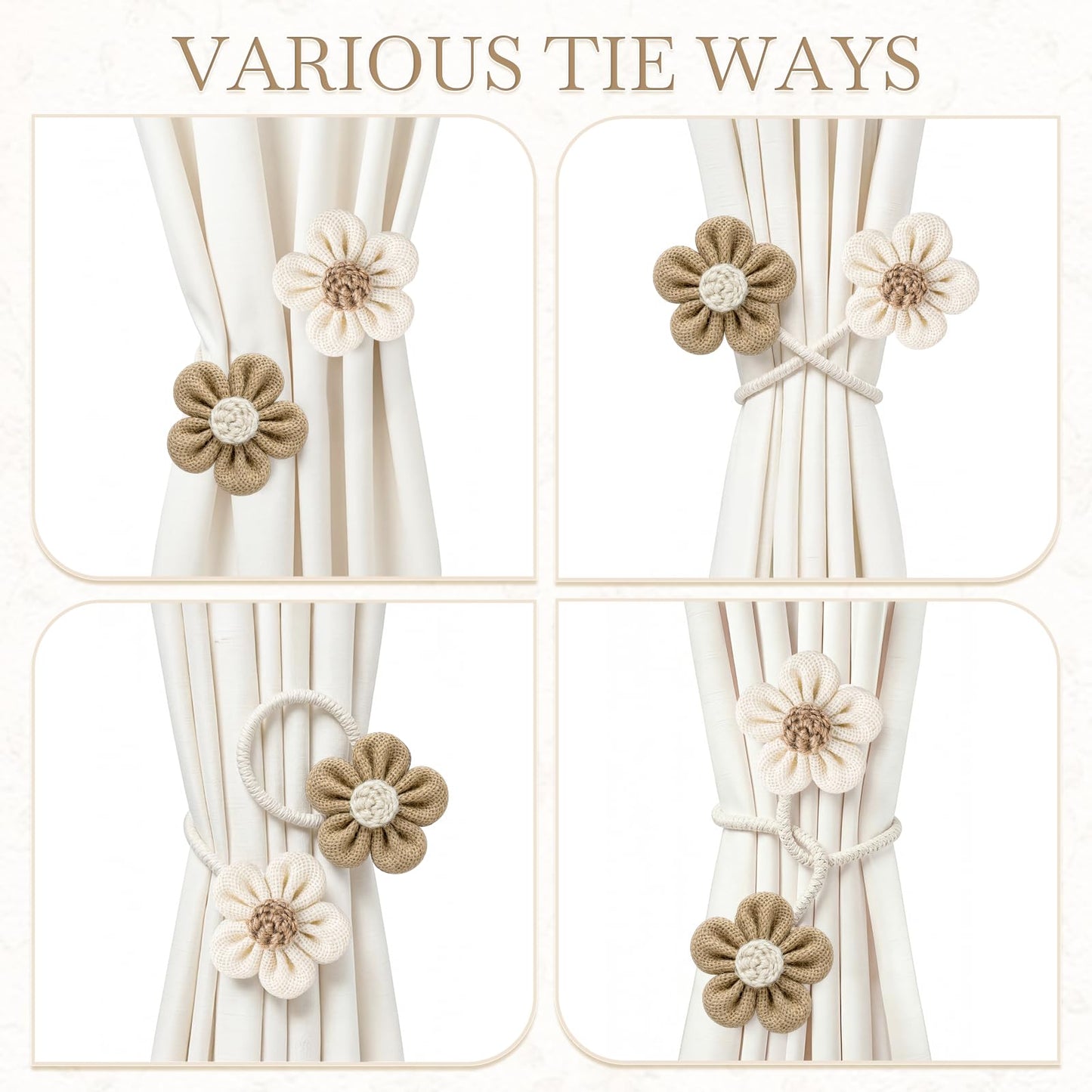 Twisted Boho Flower Curtain Tiebacks for Curtains