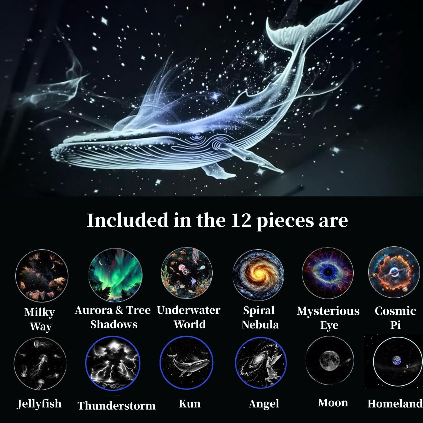 2-in-1 Galaxy Projector with Starry Sky Design and Night Light