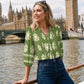 Boho Floral Button Down V Neck Blouses Shirts