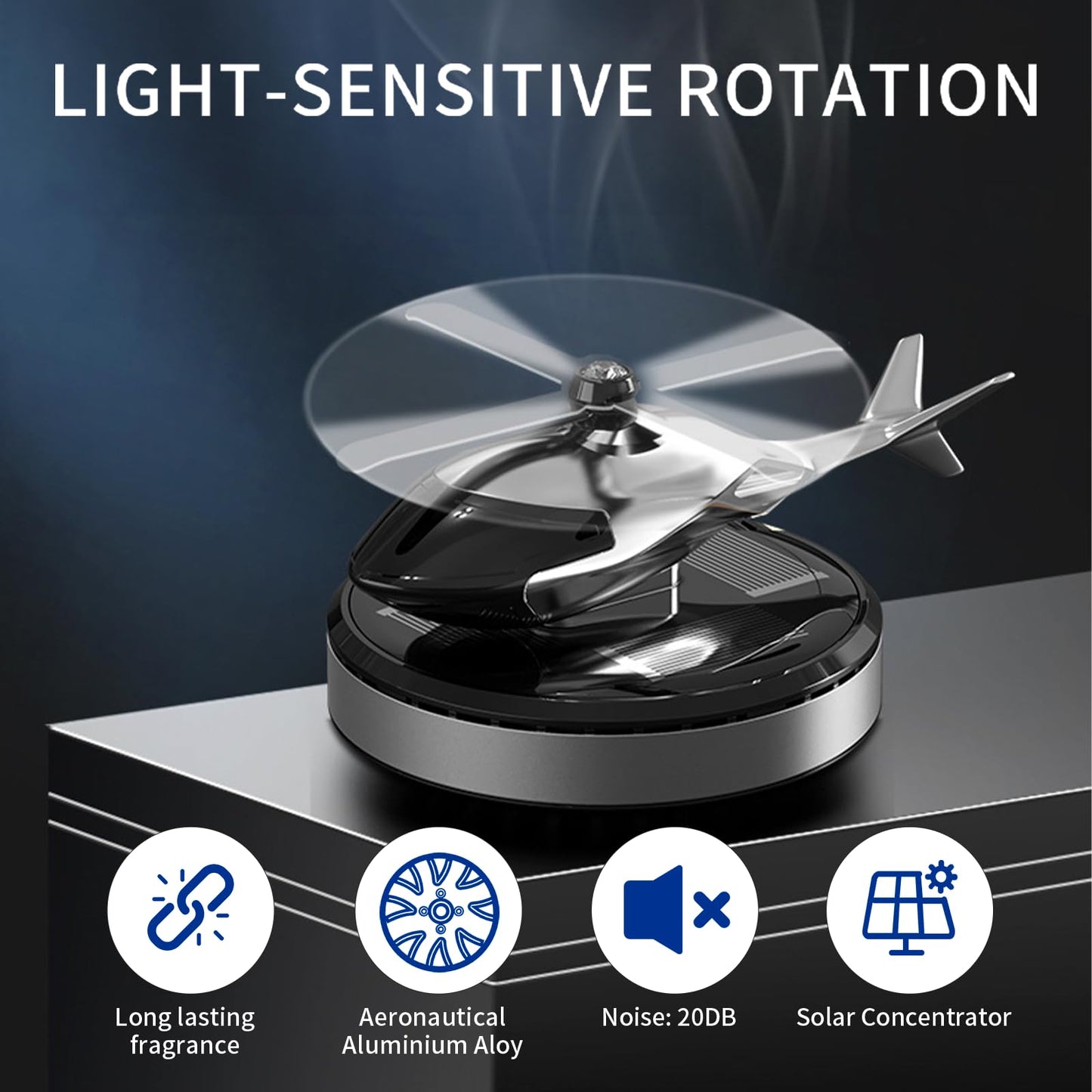 Helicopter Solar Energy Rotating Aromatherapy Al Alloy Diffuser