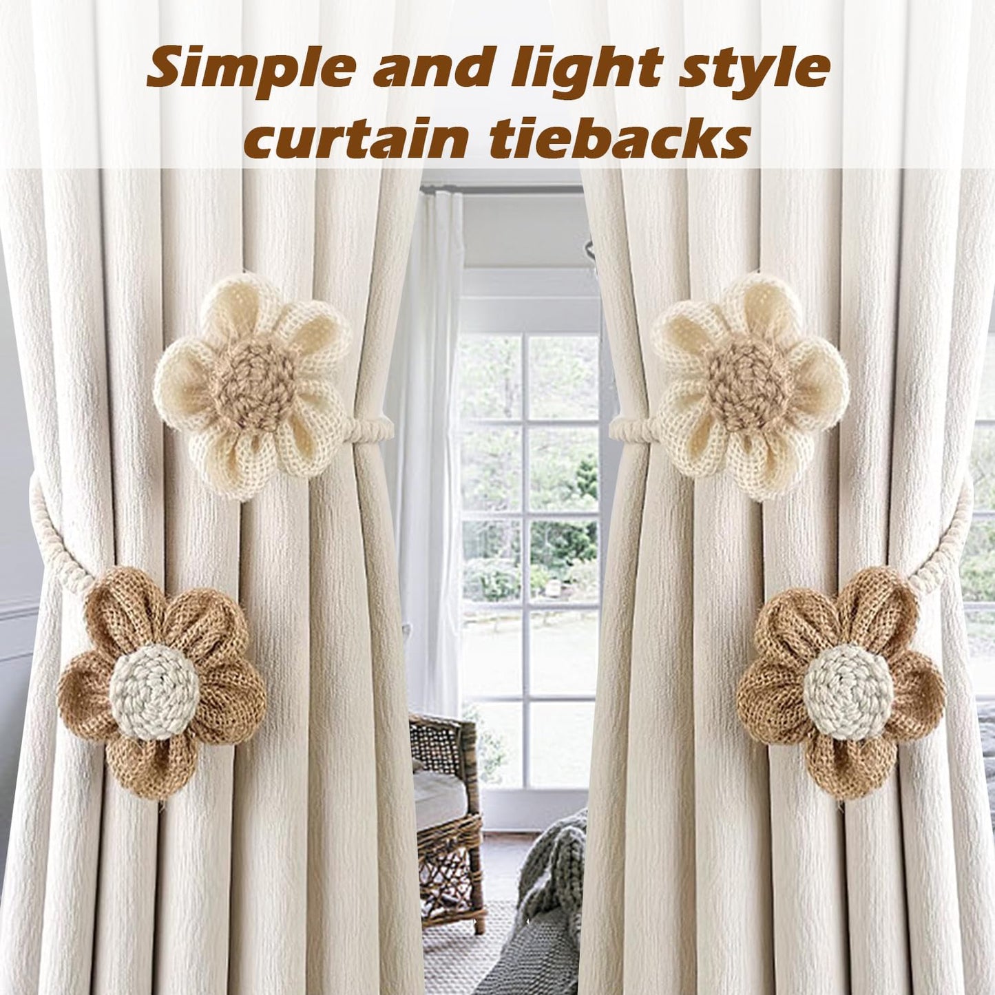 Twisted Boho Flower Curtain Tiebacks for Curtains