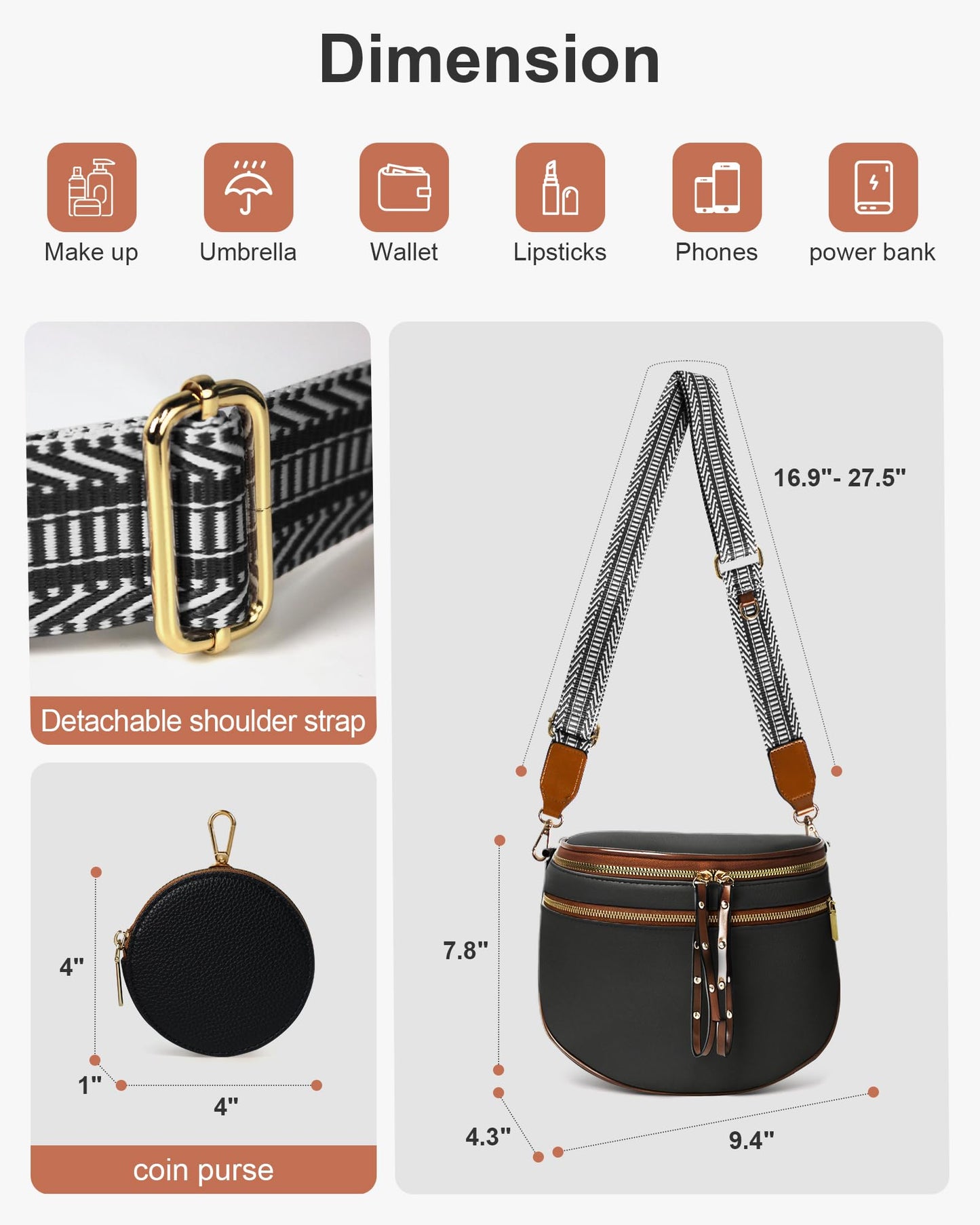 Waterproof Large Capacity Chic Crossbody Fanny Shoulder Bag