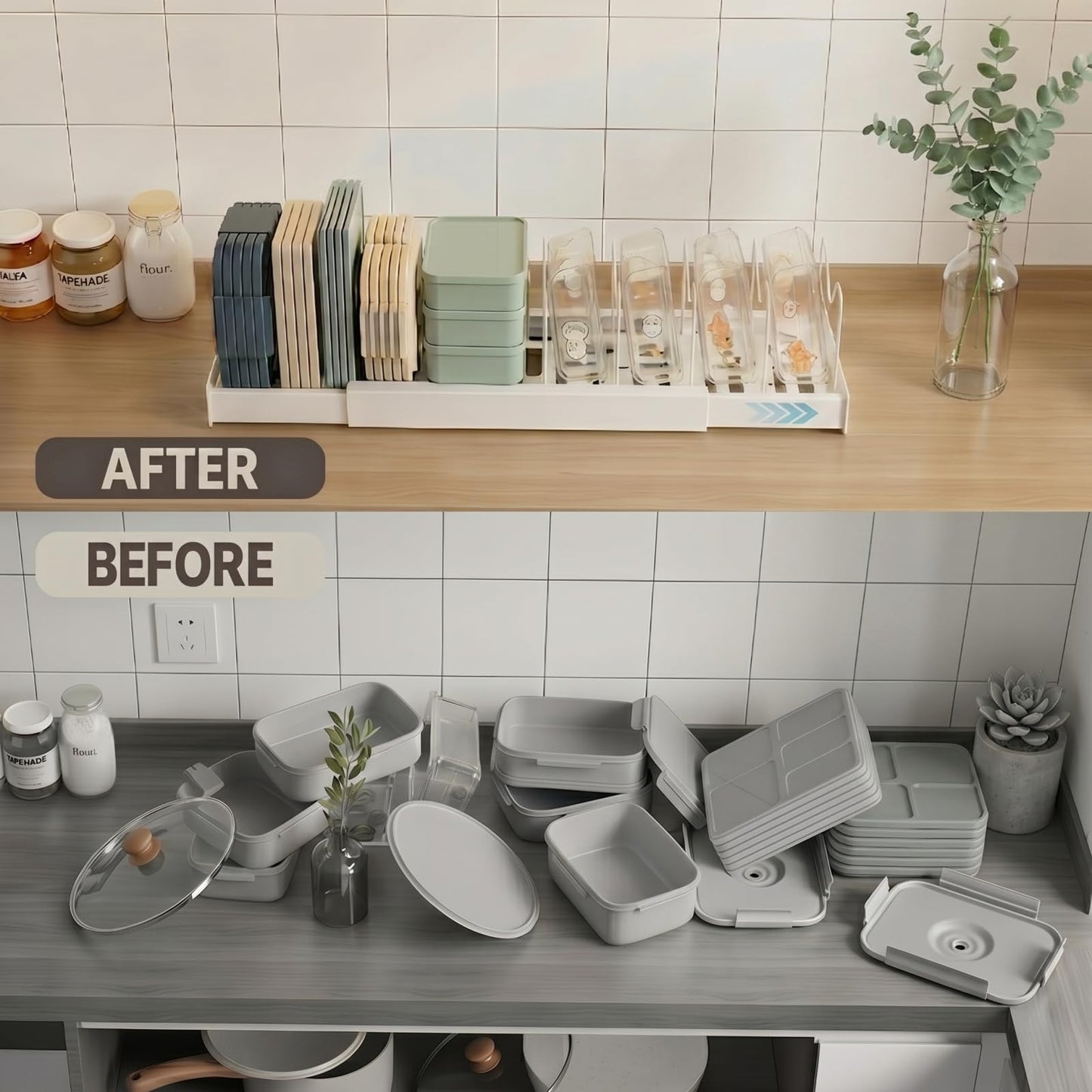 Pot Lids Organizer Rack for Cabinet and Countertop