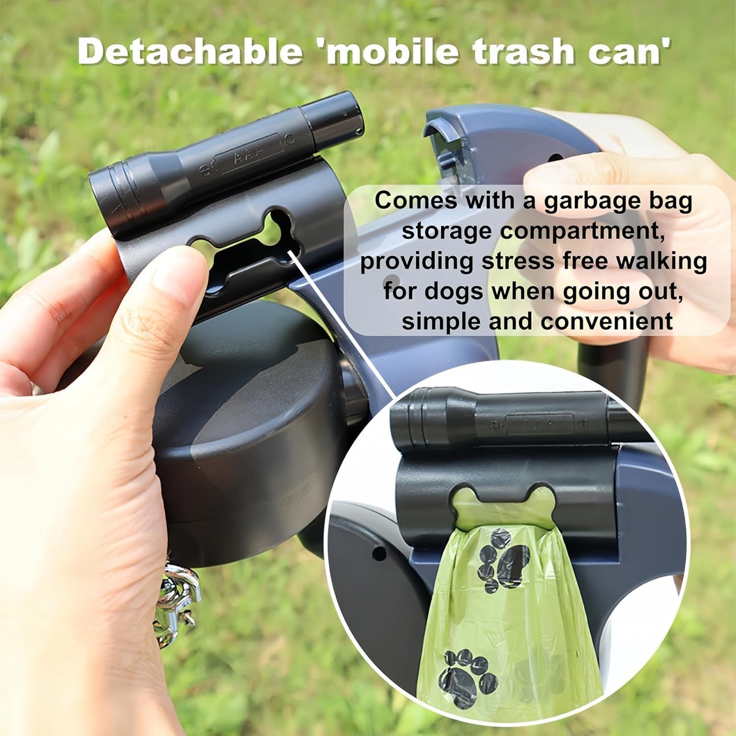 Dual Pet Leash Retractable Reflective Lead 360 Swivel Design