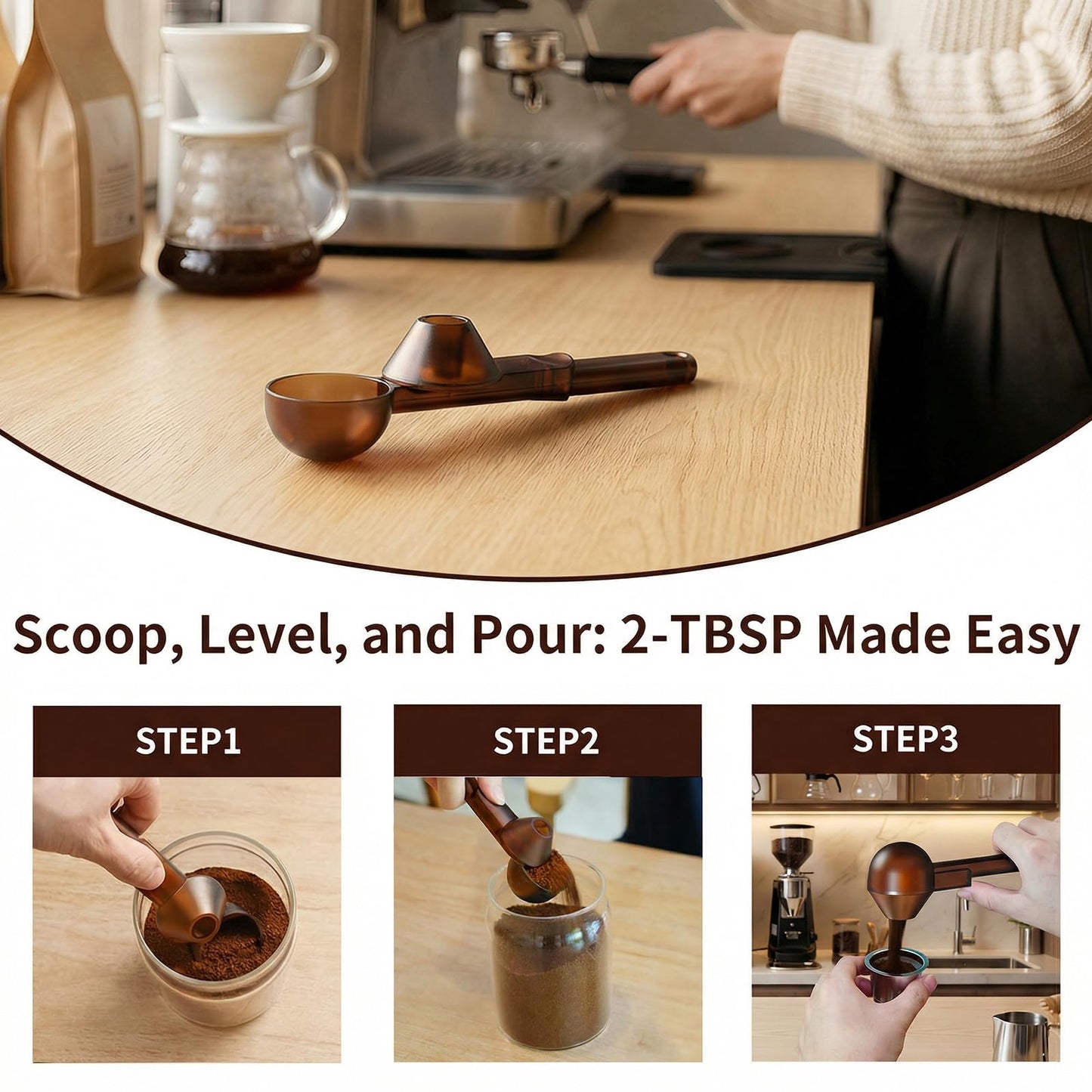 Portable 2-In-1 Funnel Coffee Measuring Scoop