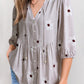 Boho Floral Button Down V Neck Blouses Shirts