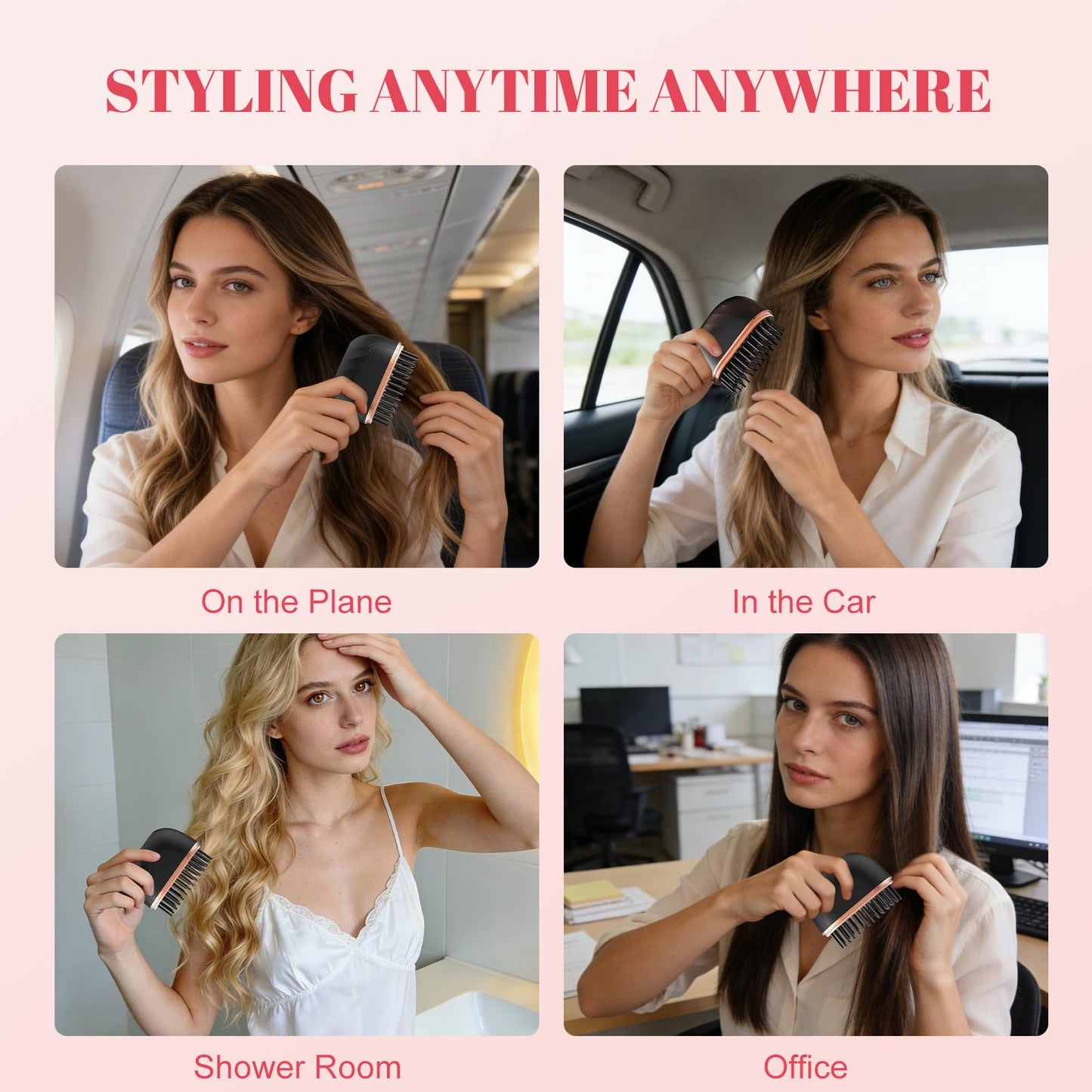 Mini Portable Steam Hair Straightener Brush