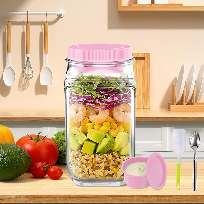Salad Jar with Side Opening & Dressing Cup