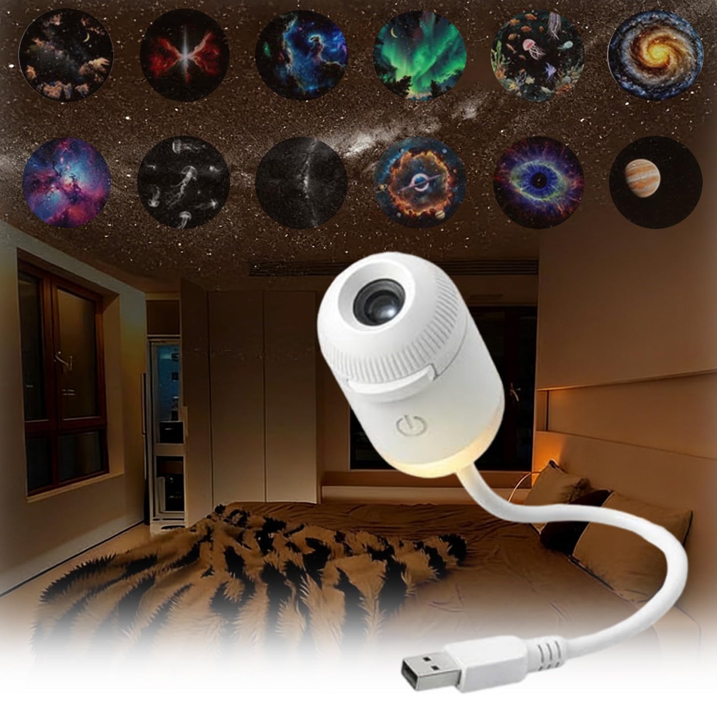 2-in-1 Galaxy Projector with Starry Sky Design and Night Light