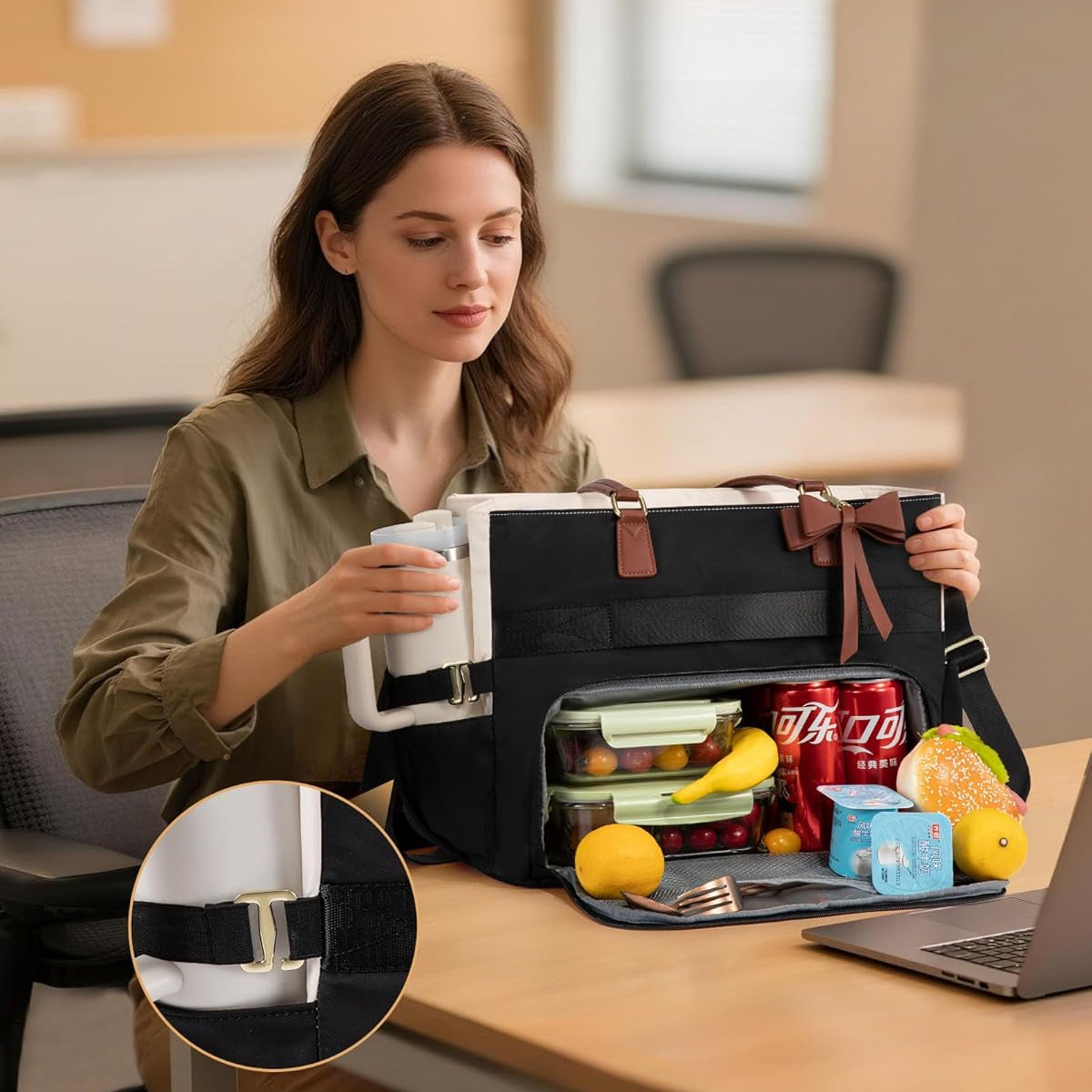 Lunch Bag for Women with Insulated Lunch Compartment