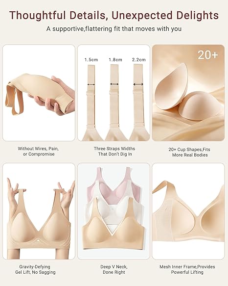 Deep V Wireless Soft Support Push Up Bras