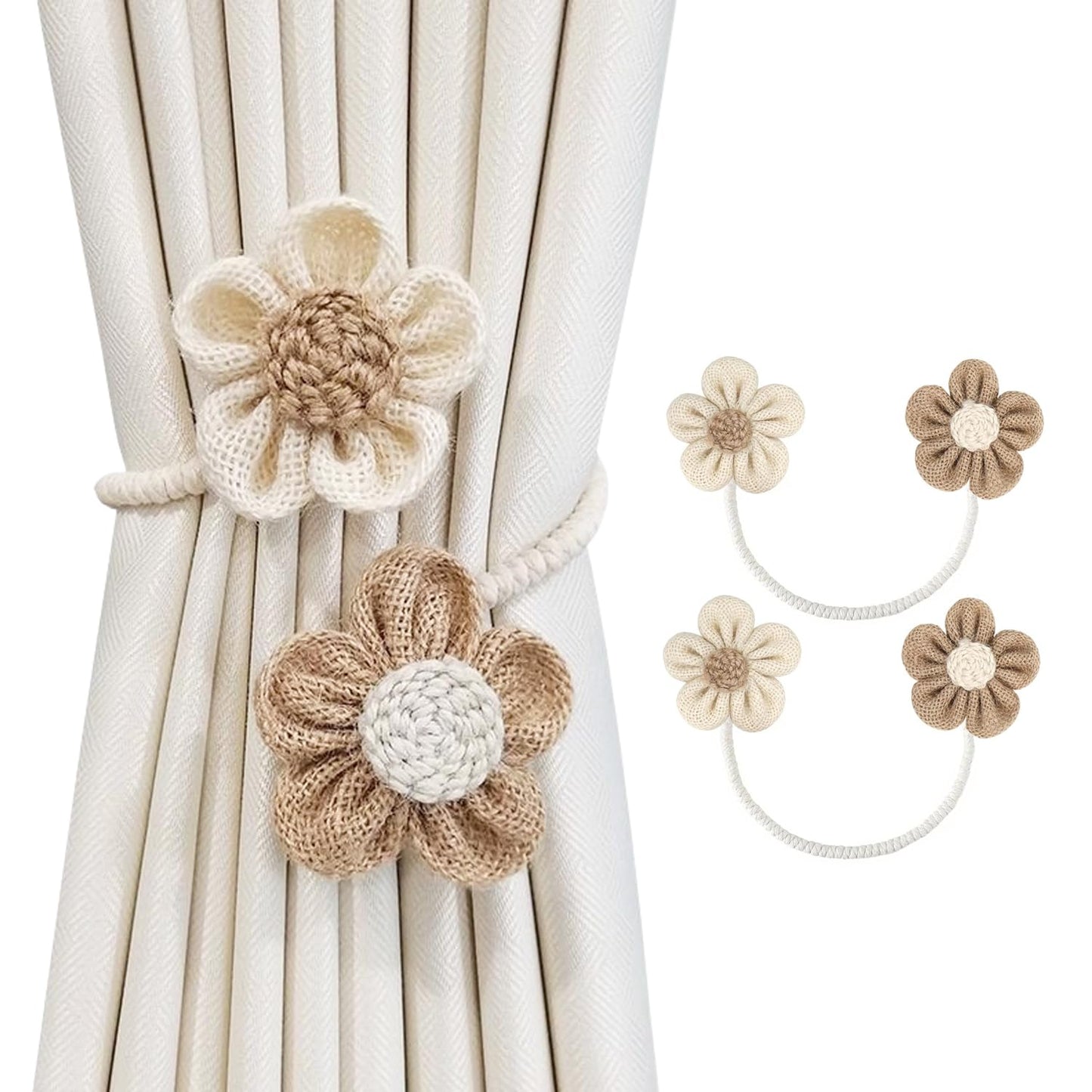 Twisted Boho Flower Curtain Tiebacks for Curtains