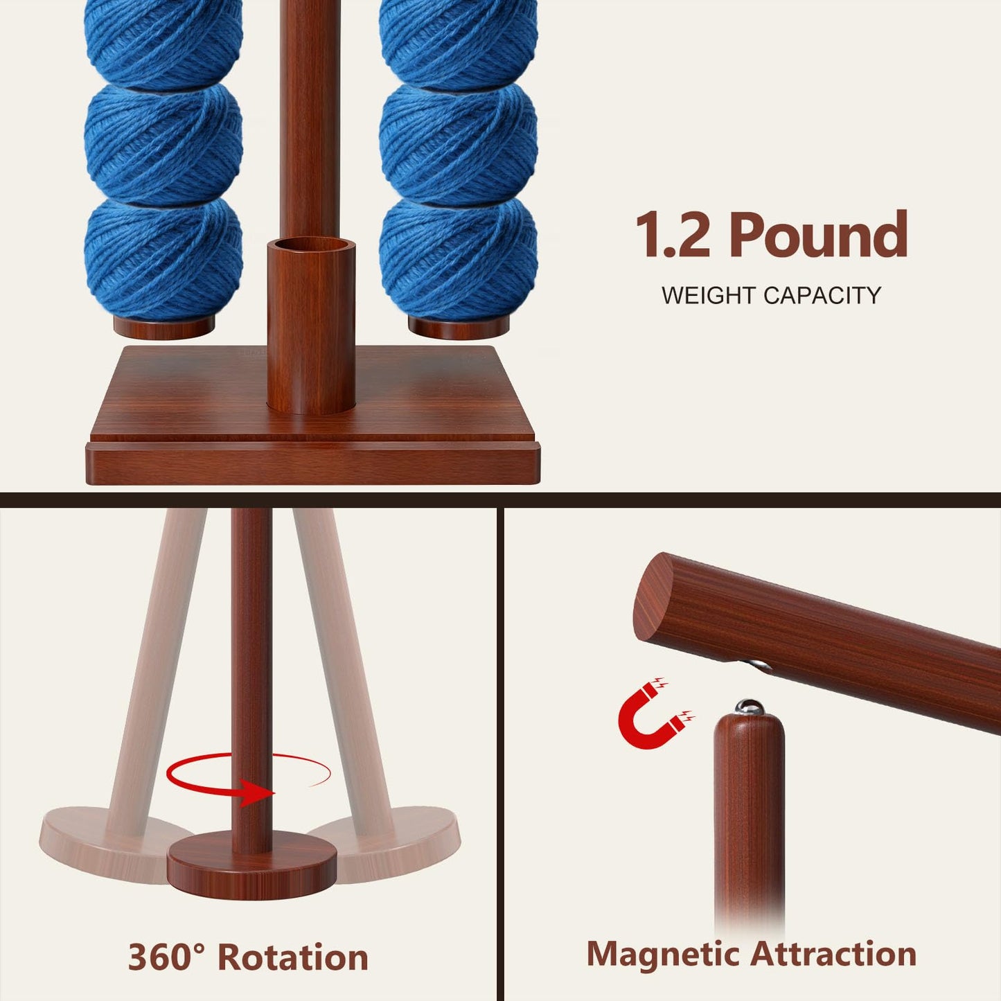 HangerSpace Wooden Yarn Holder for Crocheting and Knitting