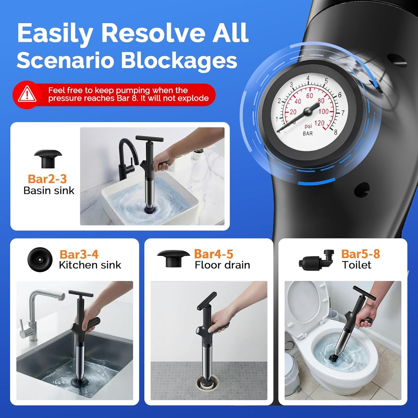Toilet Plunger Drain Clog Remover