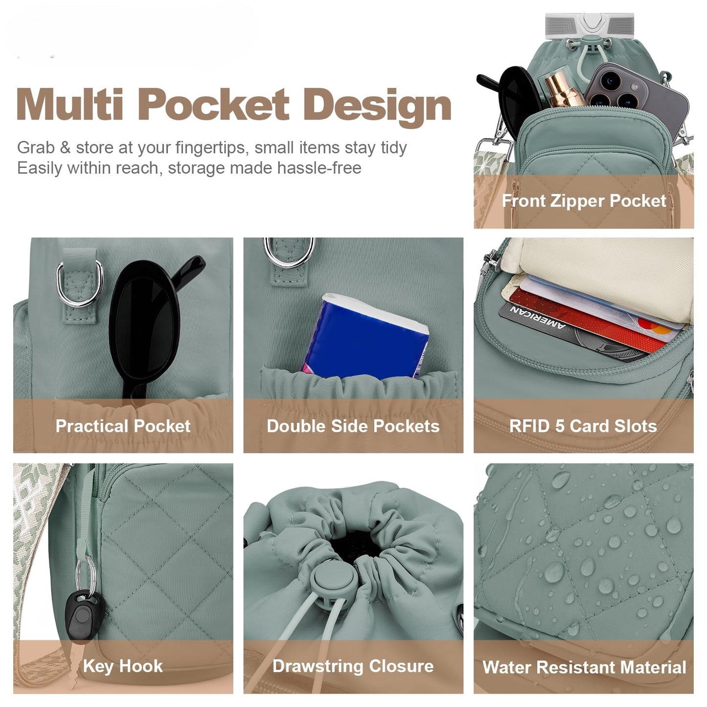 Shoulder Bag with Water Bottle Pocket