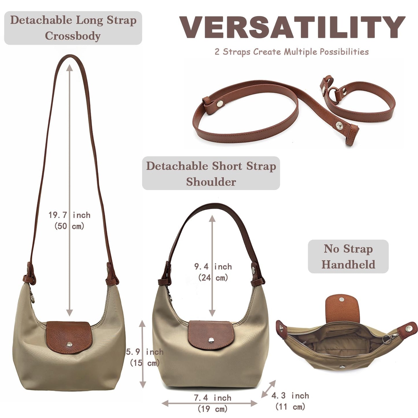Three Looks Minimalist Crescent Convertible Bag