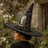 Moonlit Owl Dark Forest Gothic Handcrafted Quilted Witch Hat