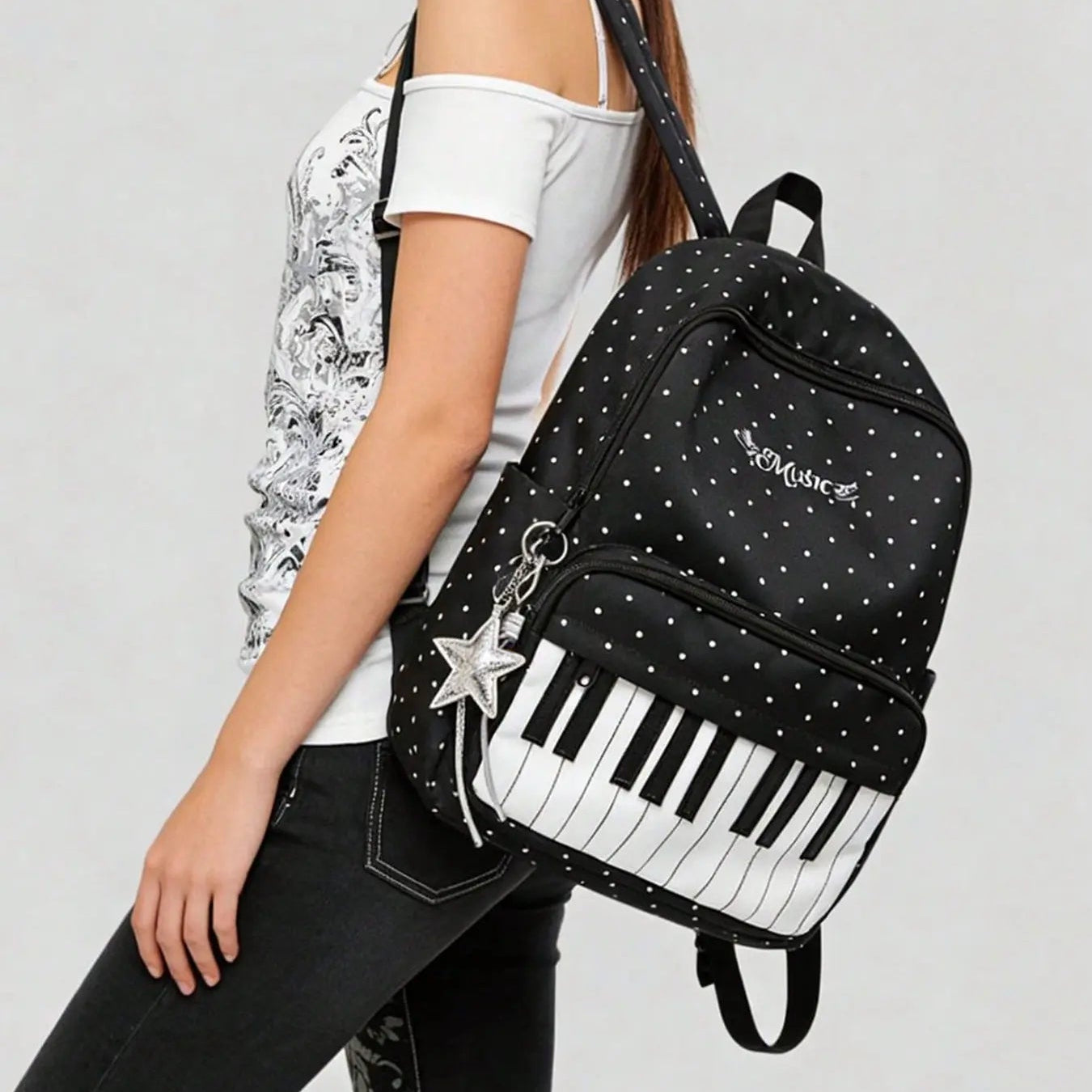 Piano Backpack – Whimsical Polka Dot Music Daypack