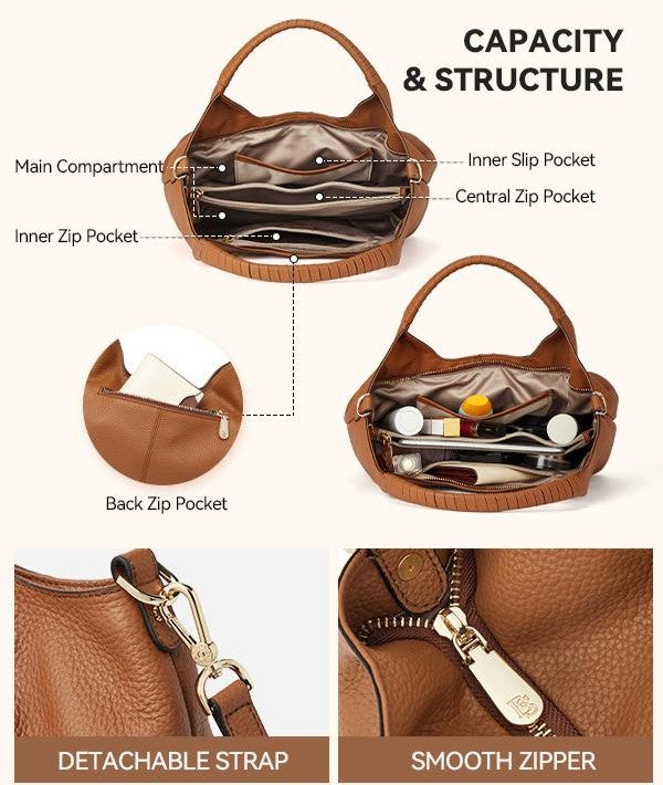 Large Capacity for Commuting Leather Shoulder Bags