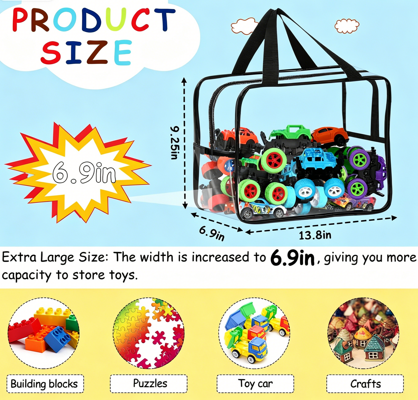 6 Packs Large Toy Storage Bags