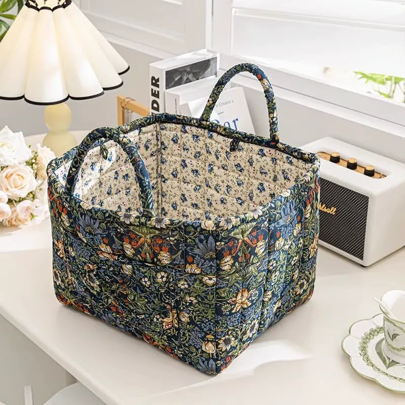 Large Capacity Floral Interior Storage Basket