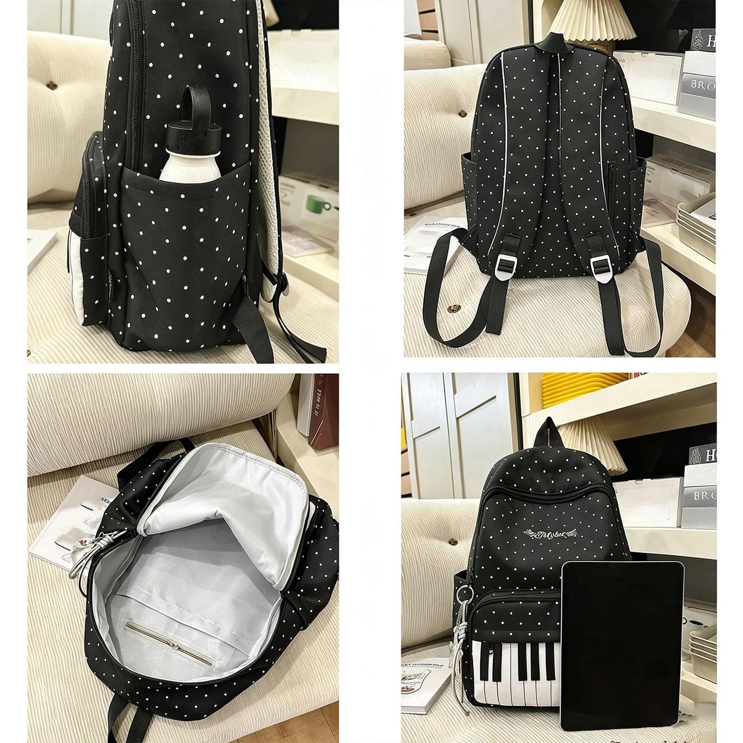 Piano Backpack – Whimsical Polka Dot Music Daypack