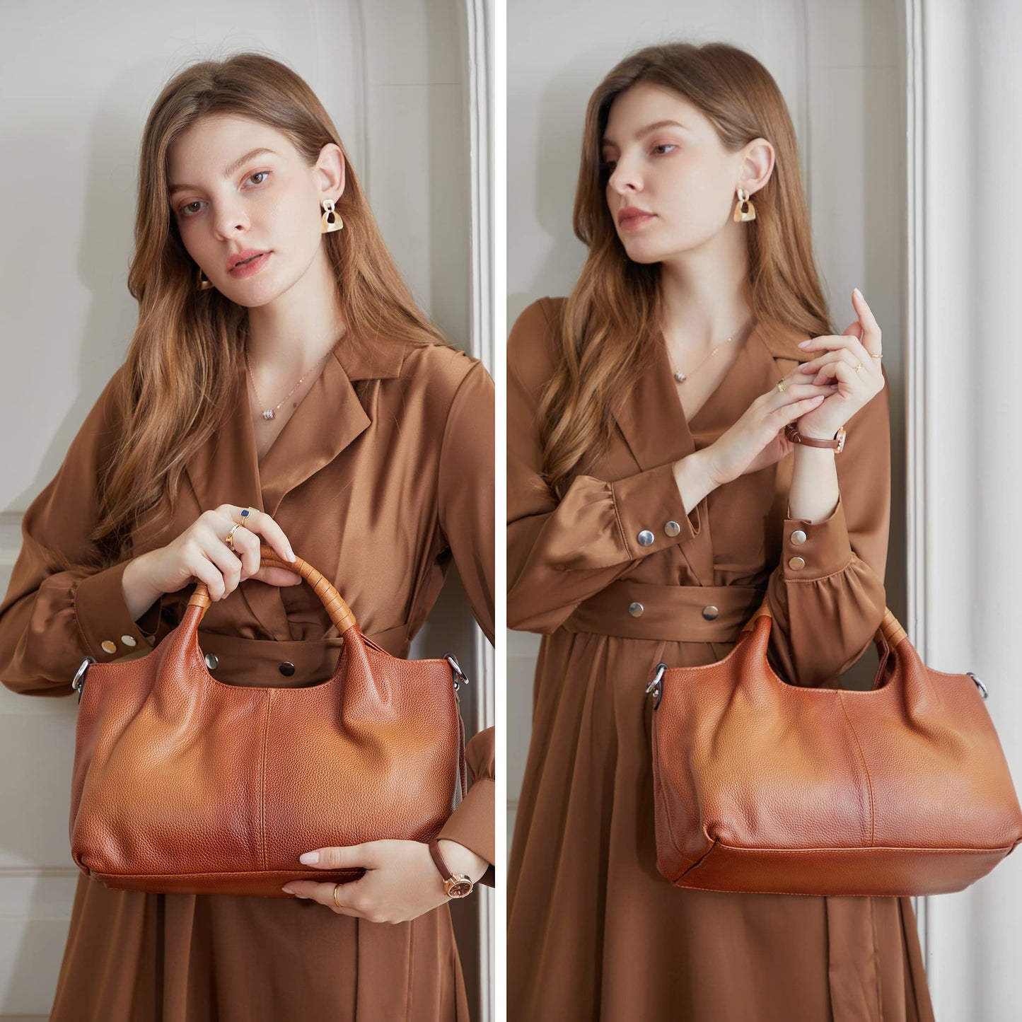 Large Capacity for Commuting Leather Shoulder Bags