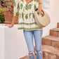 Boho Floral Button Down V Neck Blouses Shirts