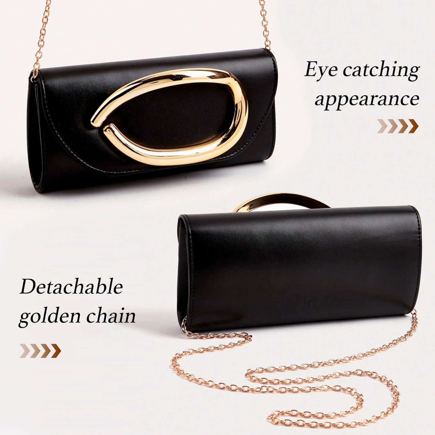Metal Handle Metallic Clutch Purse