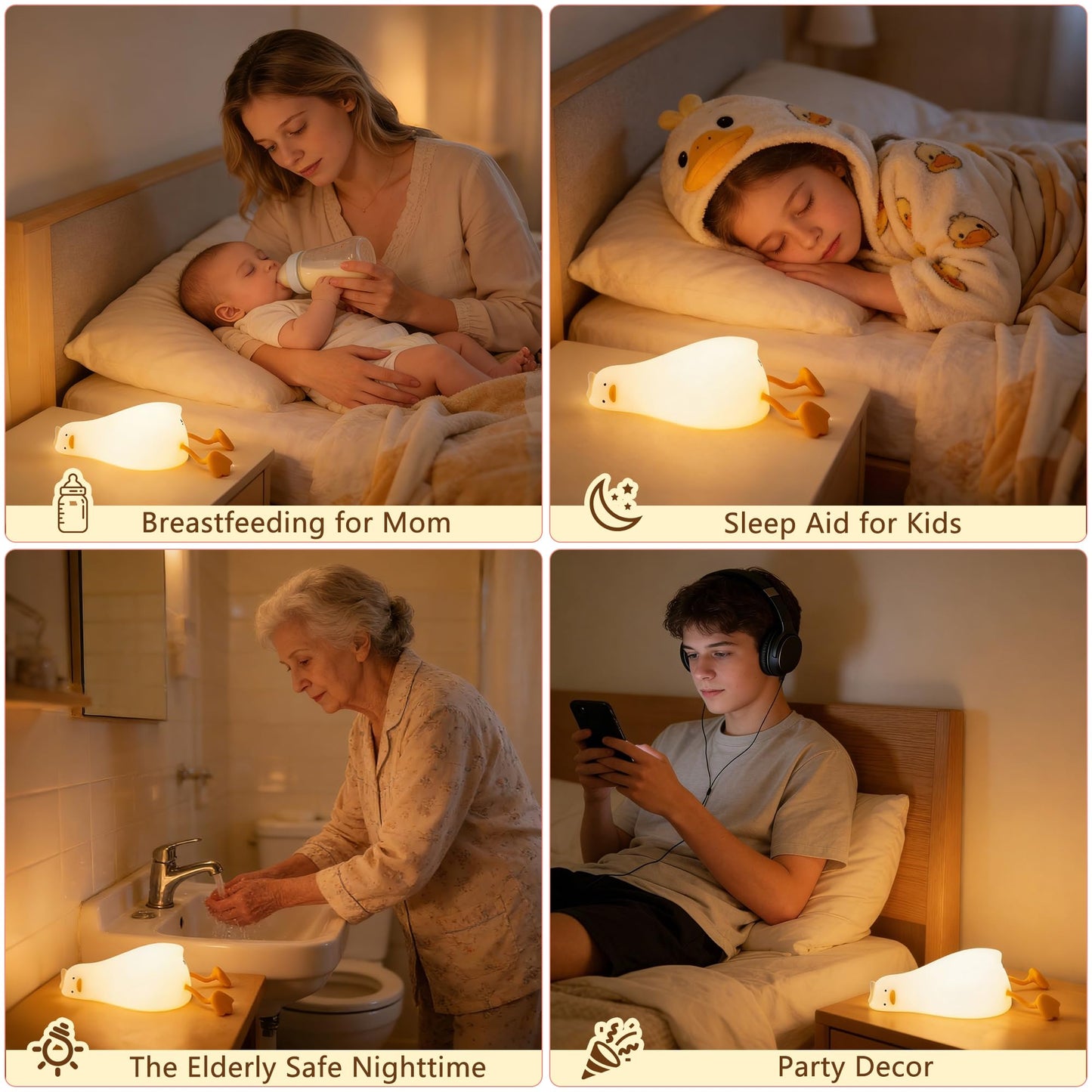 Lying Flat Duck Night Light for Kids Gifts Room Decor