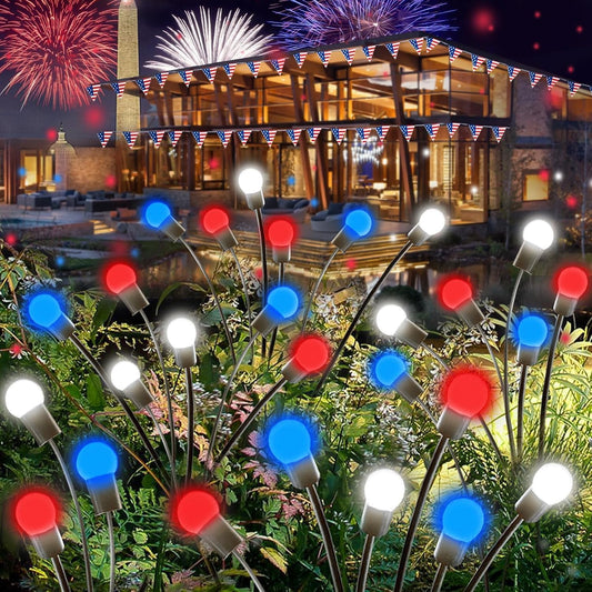 Solar Garden Lights Red White Blue 4th of July Decorations