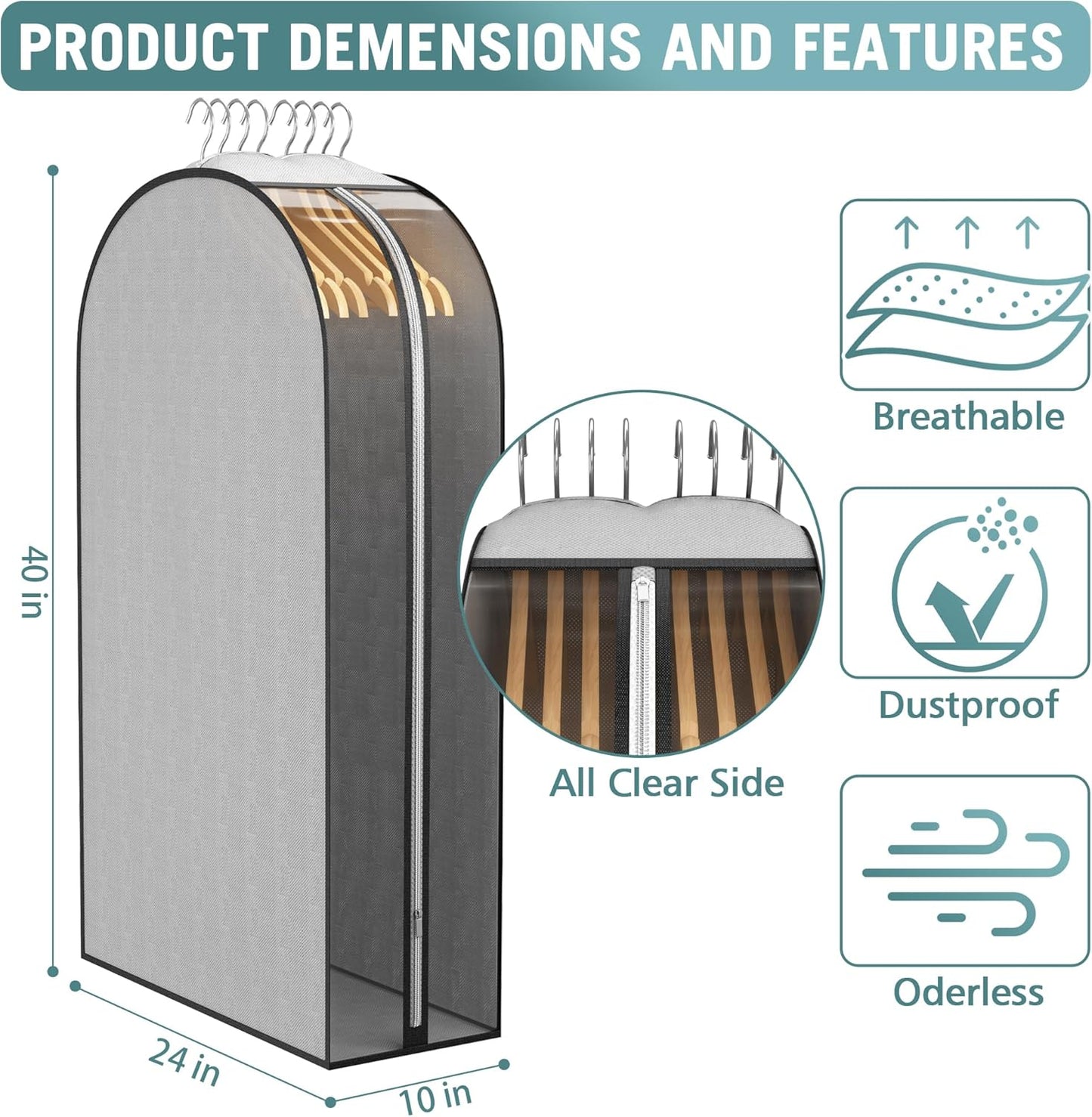 Gusseted Garment Bags for Hanging Clothes