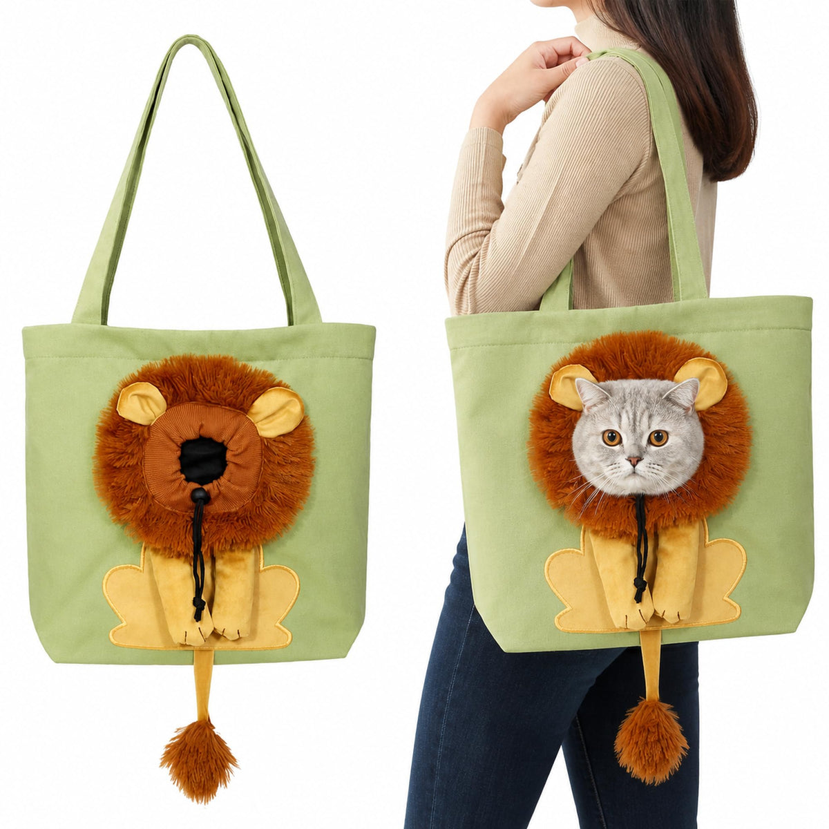 Lion Costume Portable Pet Canvas Carrier Shoulder Bag