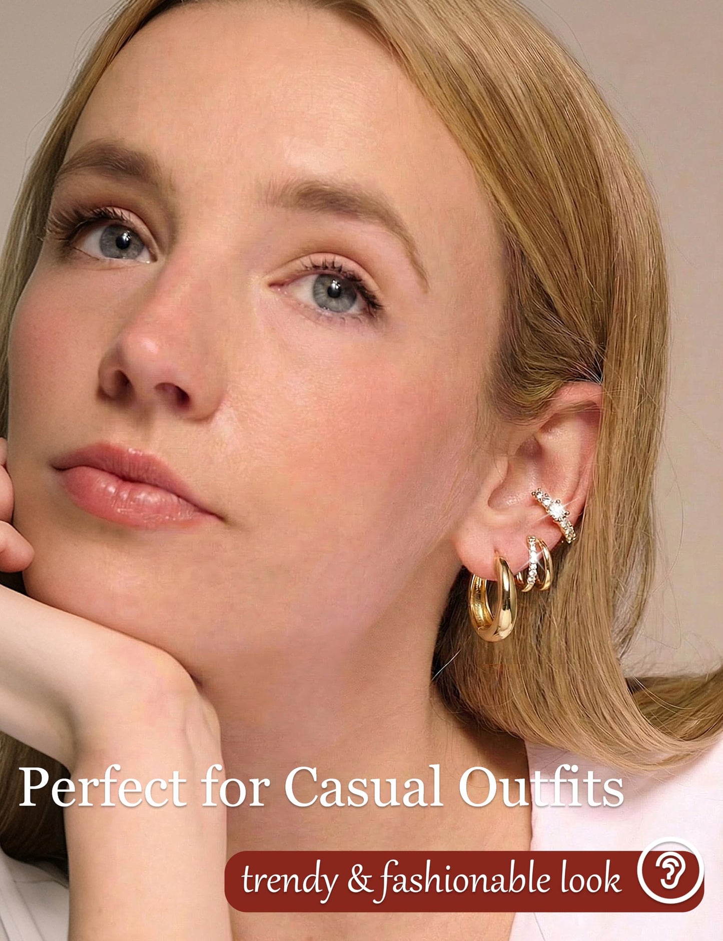 8 Pairs Gold Hoop Earrings Set for Women