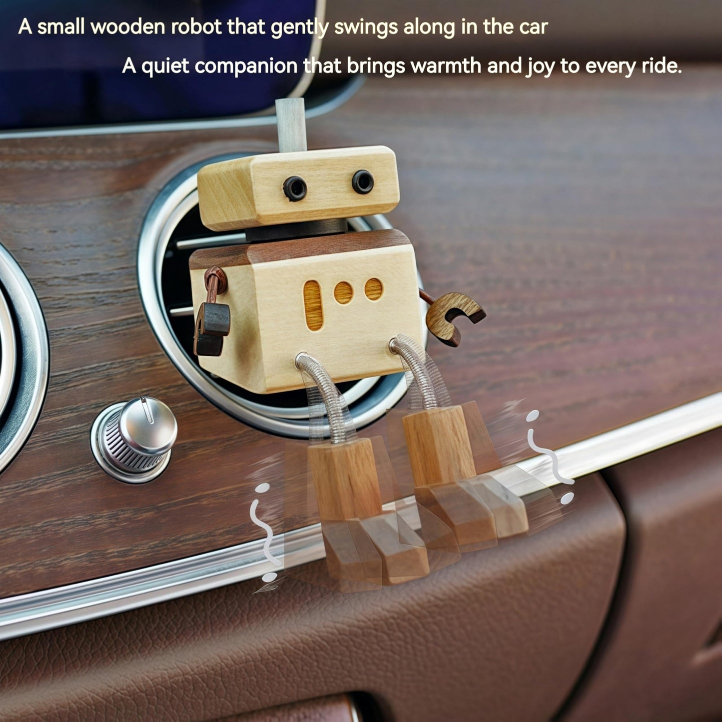 Car Air Fresheners Cute Shaking Wooden Man Figurine Diffuser (No essential oils）