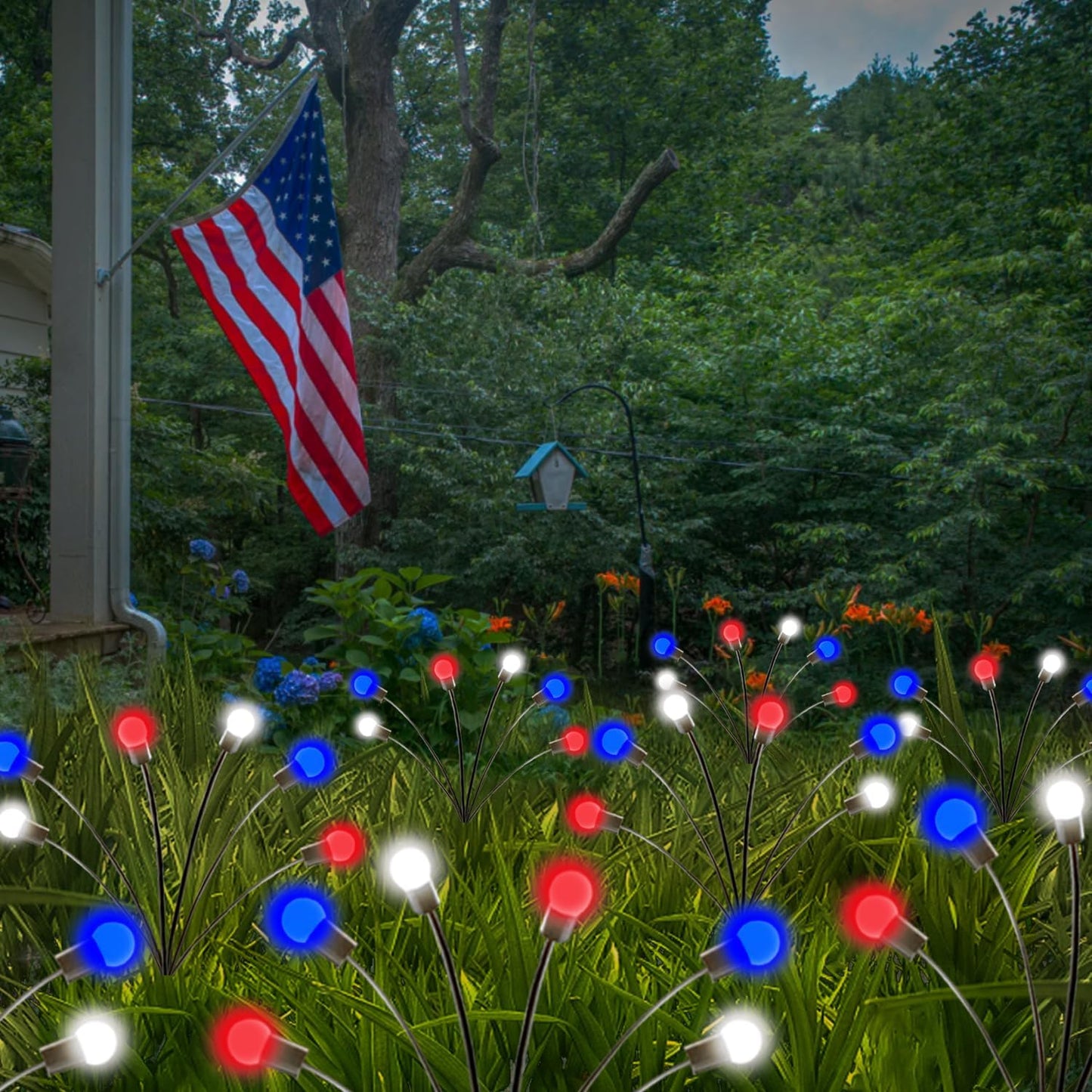 Solar Garden Lights Red White Blue 4th of July Decorations