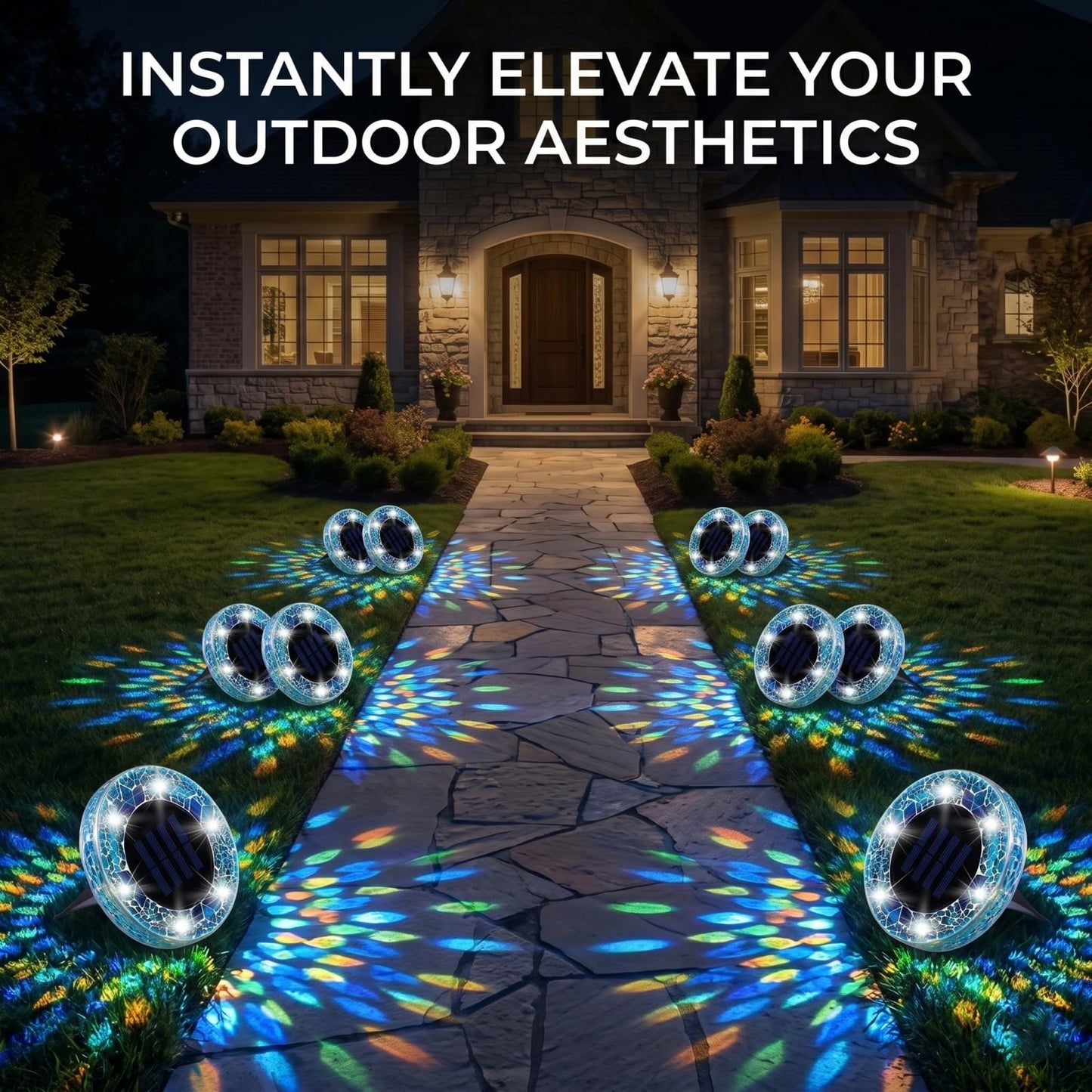 Waterproof Outdoor Glass LED Mosaic Solar Disk Light