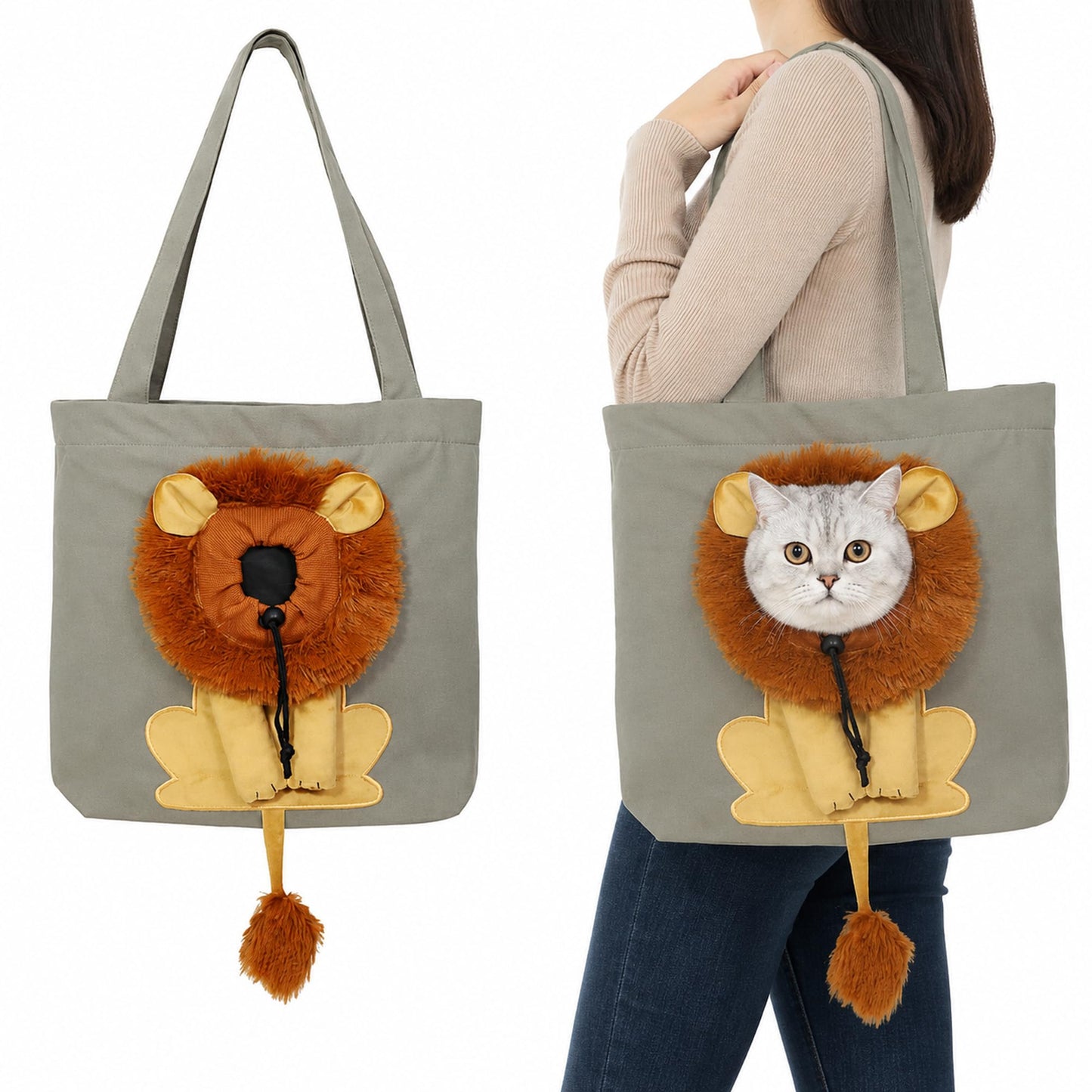 Lion Costume Portable Pet Canvas Carrier Shoulder Bag