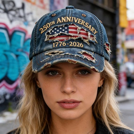 250 Anniversary USA 1776-2026 Flag Vintage Washed Hat