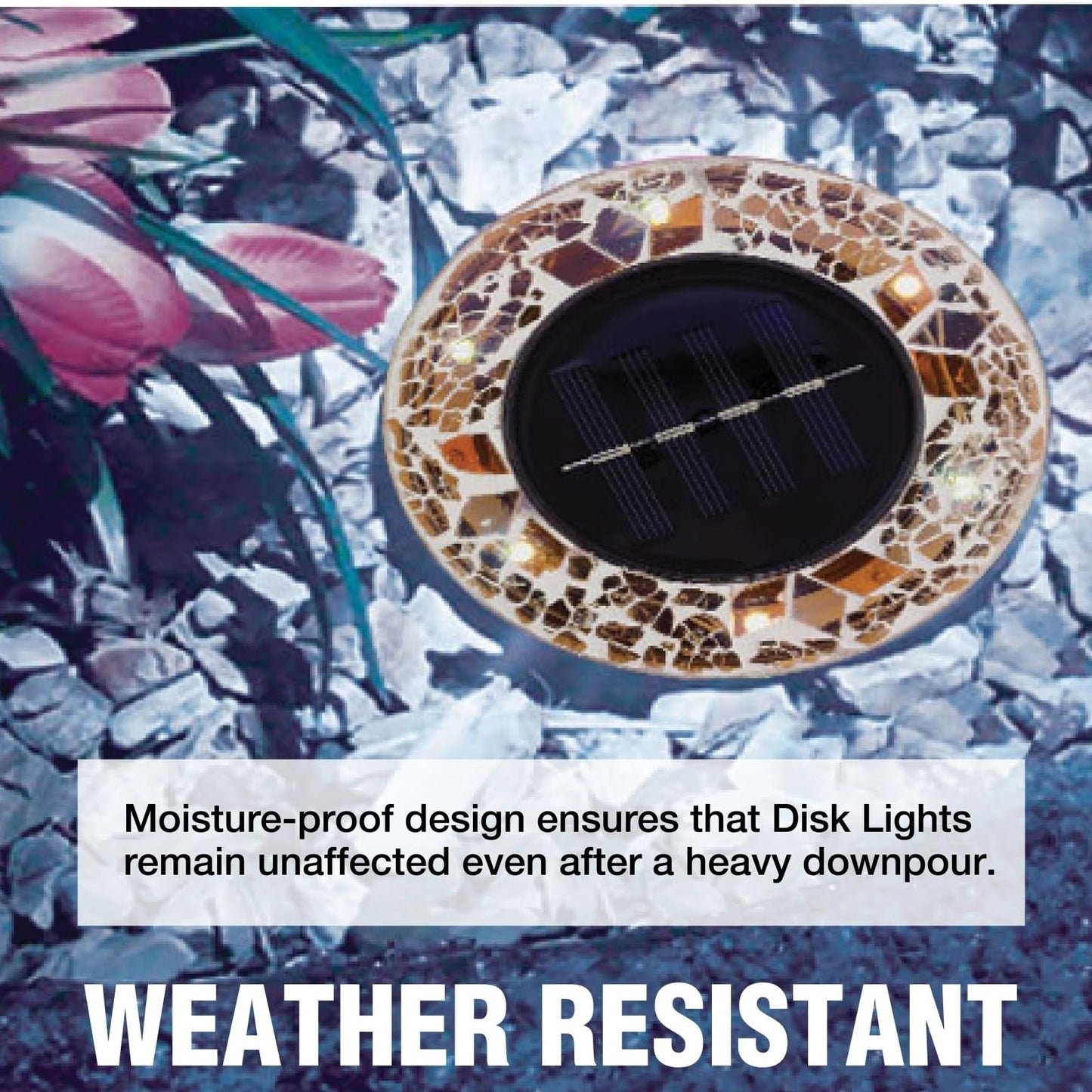 Waterproof Outdoor Glass LED Mosaic Solar Disk Light