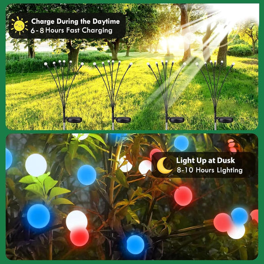 Solar Garden Lights Red White Blue 4th of July Decorations