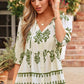 Boho Floral Button Down V Neck Blouses Shirts