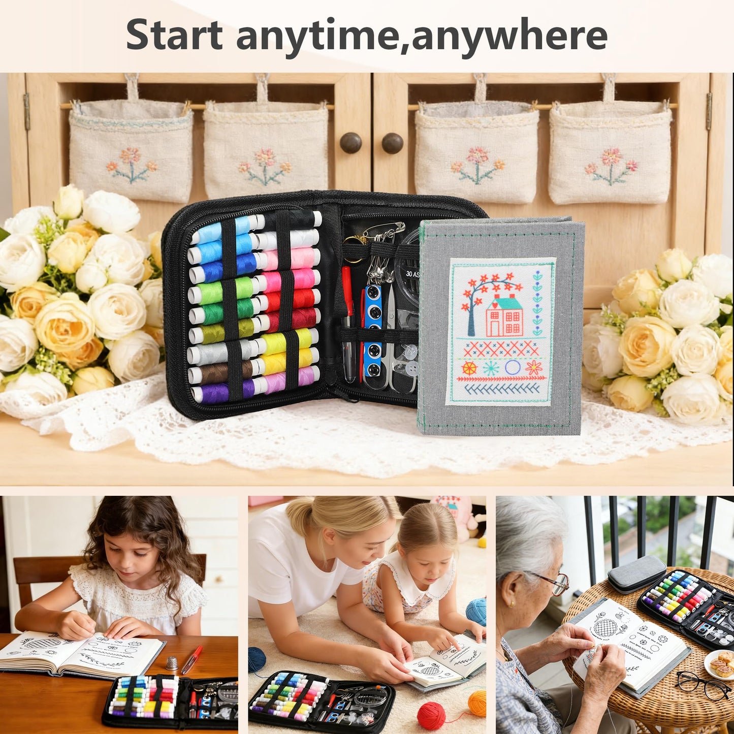 Portable Embroidery Stitch Book Kit for Adults & DIY Craft Enthusiasts