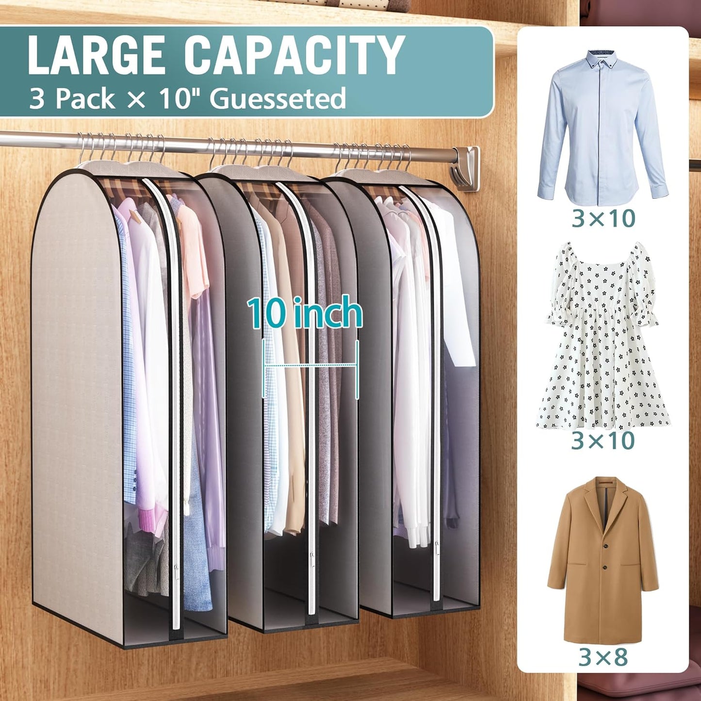 Gusseted Garment Bags for Hanging Clothes