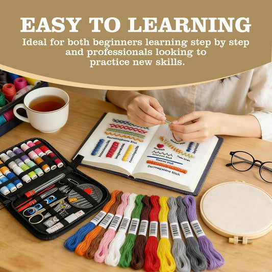 Portable Embroidery Stitch Book Kit for Adults & DIY Craft Enthusiasts