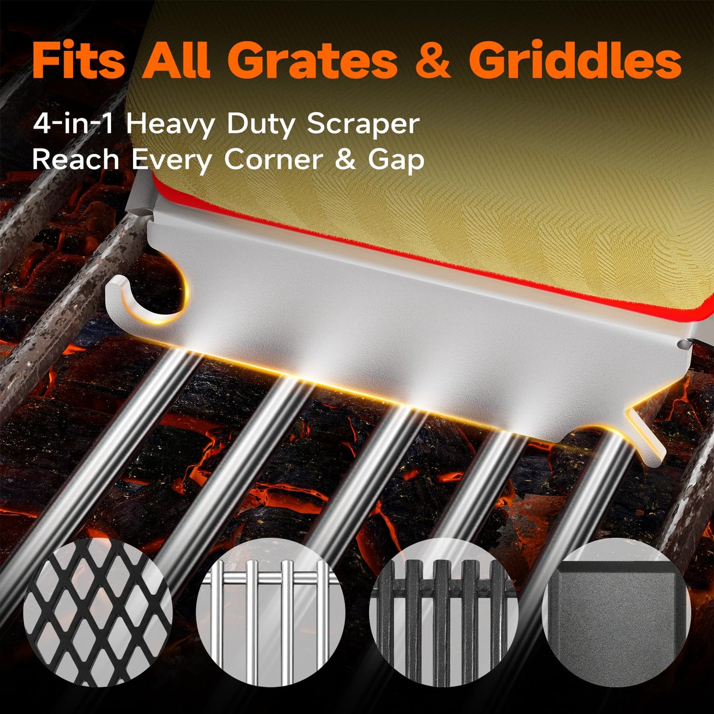 Bristle Free Grill Brush Replaceable Head for Outdoor Grill Cleaning